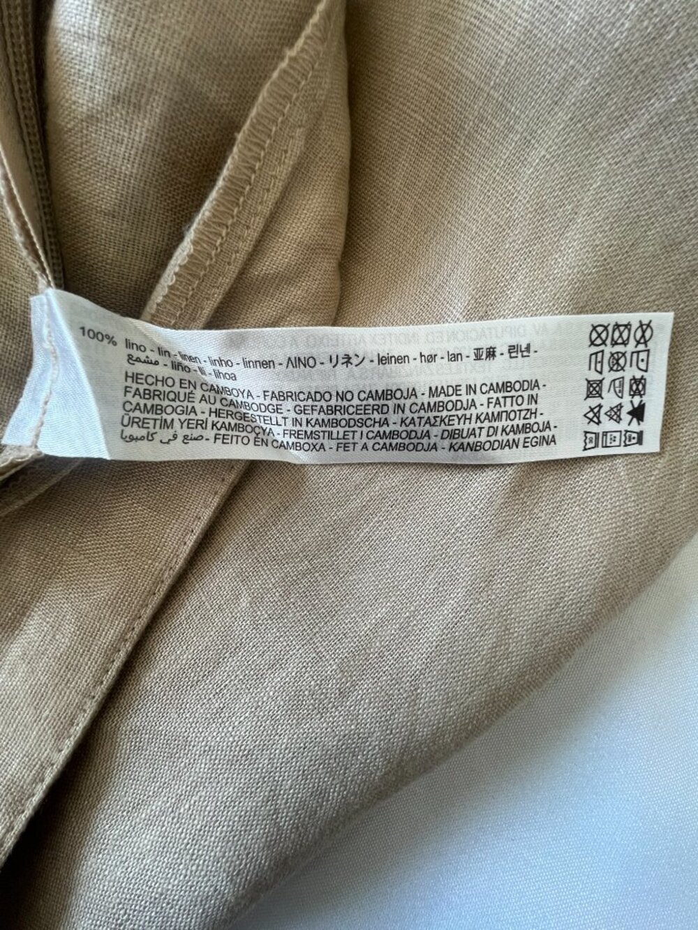 100% Linen Zara Wrap Midi Skirt Womens Size Large Tan Beige Vacation Summer - Picture 15 of 15